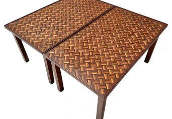 Pair of Mid-Century Modern Side Tables with Mosaic Inlaid Tops, 1960s